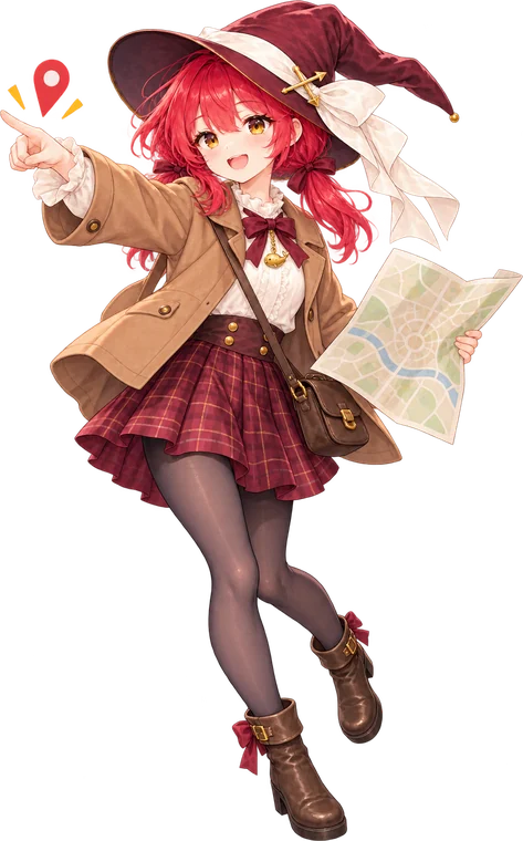 地図を広げて行き先を指さす Mira